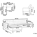 Corner Sofa Bed Graphite Grey Tufted Fabric Modern L-shaped Modular 4 Seater Right Hand Chaise Longue Beliani