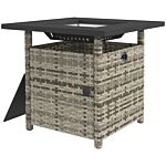 Outsunny Outdoor Pe Rattan Fire Pits For Garden, 50,000 Btu Propane Fire Pit Table With Glass Wind Guard, Mixed Grey