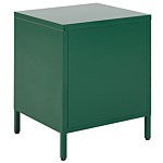 Bedside Table Green Steel Nightstand Industrial Design 2 Drawers Bedroom Storage Furniture Beliani