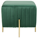 Footstool Green Velvet Upholstered Ottoman Pouffe Gold Metal Legs 48 X 48 Cm Square Seat Glamour Beliani