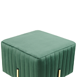 Footstool Green Velvet Upholstered Ottoman Pouffe Gold Metal Legs 48 X 48 Cm Square Seat Glamour Beliani