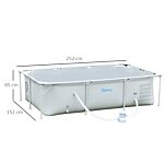 Outsunny Steel Frame Pool With Filter Pump And Filter Cartridge Rust Resistant Above Ground Pool With Reinforced Sidewalls, 252 X 152 X 65cm, Grey