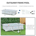 Outsunny Steel Frame Pool With Filter Pump And Filter Cartridge Rust Resistant Above Ground Pool With Reinforced Sidewalls, 252 X 152 X 65cm, Grey