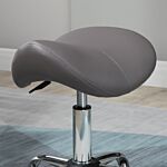 Homcom Cosmetic Stool 360° Rotate Height Adjustable Salon Massage Spa Chair Hydraulic Rolling Faux Leather Saddle Stool, Grey
