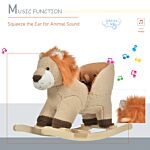 Homcom Toddlers Plush Lion Rocking Horse Brown