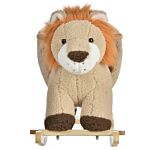 Homcom Toddlers Plush Lion Rocking Horse Brown