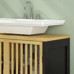 Homcom Under Sink Bathroom Cabinet, Bamboo Sink Storage Cabinet, Bathroom Vanity Unit With 2 Slat Doors, Adjustable Shelf And U-shape Slot For Pipe Fit, Natural