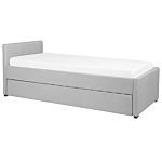 Trundle Bed Grey Fabric Upholstery Eu Single Size Guest Underbed Beliani
