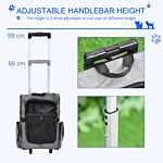 Pawhut Travel Bag For Dogs Pet Carry Backpack W/ Trolley And Telescopic Handle Portable Stroller Wheel Luggage Bag, Grey