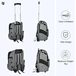 Pawhut Travel Bag For Dogs Pet Carry Backpack W/ Trolley And Telescopic Handle Portable Stroller Wheel Luggage Bag, Grey