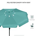 Outsunny 2.66m Garden Parasol Umbrella, Outdoor Market Table Umbrella, Outdoor Sun Shade With Ruffles, 8 Sturdy Ribs, Green