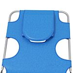 Outsunny Foldable Sun Lounger Set Of 2 With Reading Hole, Portable Sun Lounger With 5 Level Adjustable Backrest, Reclining Lounge Chair With Side Pocket, Headrest Pillow, Blue