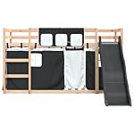 Vidaxl Bunk Bed With Slide And Curtains White And Black 90x200 Cm