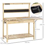 Outsunny Potting Bench Table, Garden Work Bench, Workstation With Metal Sieve Screen, Chalkboard, Hidden Sink, Drawer For Patio, Courtyards, Balcony