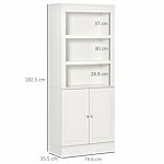 Homcom Kitchen Cupboard With 6-tier Shelving, Freestanding Storage Cabinet, Larder Pantry, Sideboard With 3 Open Compartments And Double-door, White