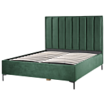 Bed Frame Green Velvet Eu King Size 5ft3 With Ottoman Storage Padded Headboard Black Metal Legs Beliani