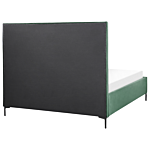 Bed Frame Green Velvet Eu King Size 5ft3 With Ottoman Storage Padded Headboard Black Metal Legs Beliani