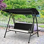 Outsunny 3-seater Swing Chair New Outdoor Garden Rattan Swinging Hammock Seater Bench Bed Lounger - Black