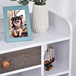 Homcom Multi-shelf Modern Bookcase Freestanding Storage W/ Drawer 6 Shelves Wood Legs Home Office Display Furniture Stylish White Grey