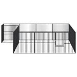 Vidaxl Dog Playpen 16 Panels Black Galvanised Steel