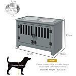 Pawhut Raised Dog Bowls For Large Dogs, Pet Feeding Station, Doors With Latch, Storage Cabinet, Two Stainless Steel Bowls, Grey