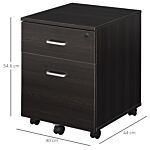 Vinsetto 2-drawer Mobile File Cabinet,locking Office Filing Cabinet With 5 Wheels, Rolling Storage Hanging Legal Letter Files Cupboard, Black