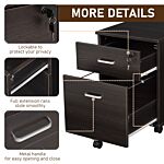 Vinsetto 2-drawer Mobile File Cabinet,locking Office Filing Cabinet With 5 Wheels, Rolling Storage Hanging Legal Letter Files Cupboard, Black