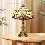 Homcom Stained Glass Table Lamp, Handmade Antique Bedside Lamp, Decorative Night Light For Bedroom, Living Room, Home, Nightstand