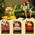Homcom Stained Glass Table Lamp, Handmade Antique Bedside Lamp, Decorative Night Light For Bedroom, Living Room, Home, Nightstand