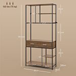 Homcom Seven-shelf Industrial Display Shelf, With Drawers - Brown/black