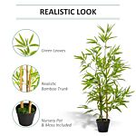 Outsunny Artificial Tree, Set Of 2 Artificial Bamboo Trees Decorative Plant With Nursery Pot For Indoor Outdoor Décor, 120cm