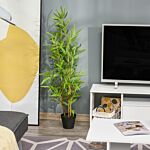 Outsunny Artificial Tree, Set Of 2 Artificial Bamboo Trees Decorative Plant With Nursery Pot For Indoor Outdoor Décor, 120cm