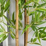 Outsunny Artificial Tree, Set Of 2 Artificial Bamboo Trees Decorative Plant With Nursery Pot For Indoor Outdoor Décor, 120cm