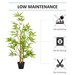 Outsunny Artificial Tree, Set Of 2 Artificial Bamboo Trees Decorative Plant With Nursery Pot For Indoor Outdoor Décor, 120cm