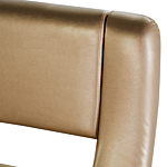 Platform Bed Frame Gold Genuine Leather Upholstered 5ft3 Eu King Size Sleigh Design Beliani
