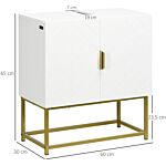 Kleankin Bathroom Mirror Cabinet Under Sink Storage Cabinet Basin Cupboard With 2 Doors And Gold Steel Legs