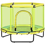 Zonekiz 140 Cm Kids Trampoline, Hexagon Indoor Bouncer Jumper With Security Enclosure Net, Bungee Gym For Children 1-6 Years Old, Yellow