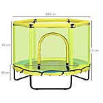 Zonekiz 140 Cm Kids Trampoline, Hexagon Indoor Bouncer Jumper With Security Enclosure Net, Bungee Gym For Children 1-6 Years Old, Yellow