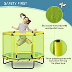 Zonekiz 140 Cm Kids Trampoline, Hexagon Indoor Bouncer Jumper With Security Enclosure Net, Bungee Gym For Children 1-6 Years Old, Yellow