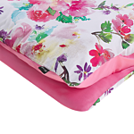 Duvet Cover And Pillowcase Set White And Pink 155 X 220 Cm Cotton Flower Print Modern Bedroom Beliani