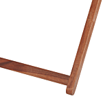 Garden Deck Chair Off-white Fabric Seat Dark Acacia Wood Frame Reclining Folding Sun Lounger Beliani