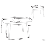 Dining Table Dark Wood Mdf Rubberwood 100/130 X 80 Cm Extendable Top Solid Wood Legs Rectangular Retro Design Beliani