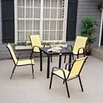 Outsunny Set Of 4 Garden Dining Chair Set Stackable Outdoor Patio Furniture Set With High Back And Armrest, Beige