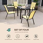 Outsunny Set Of 4 Garden Dining Chair Set Stackable Outdoor Patio Furniture Set With High Back And Armrest, Beige