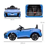 Homcom Audi Licensed Kids Electric Ride On Car With Parental Remote Control, 12v Battery Powered Toy With Suspension System, Lights, Music, Blue