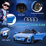 Homcom Audi Licensed Kids Electric Ride On Car With Parental Remote Control, 12v Battery Powered Toy With Suspension System, Lights, Music, Blue