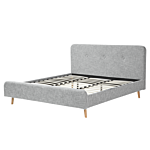 Slatted Bed Frame Light Grey Polyester Fabric Upholstered Wooden Legs 6ft Eu Super King Size Modern Design Beliani