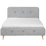 Slatted Bed Frame Light Grey Polyester Fabric Upholstered Wooden Legs 6ft Eu Super King Size Modern Design Beliani