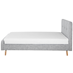 Slatted Bed Frame Light Grey Polyester Fabric Upholstered Wooden Legs 6ft Eu Super King Size Modern Design Beliani