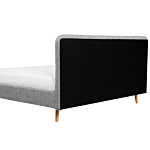 Slatted Bed Frame Light Grey Polyester Fabric Upholstered Wooden Legs 6ft Eu Super King Size Modern Design Beliani